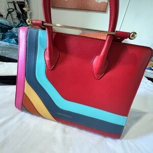 Strathberry Red Multi-Color Leather Top-Handle Bag